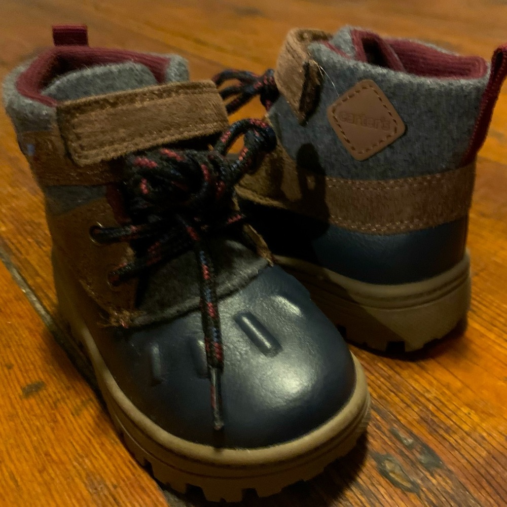 Navy w/Gray and Brown winter Boots